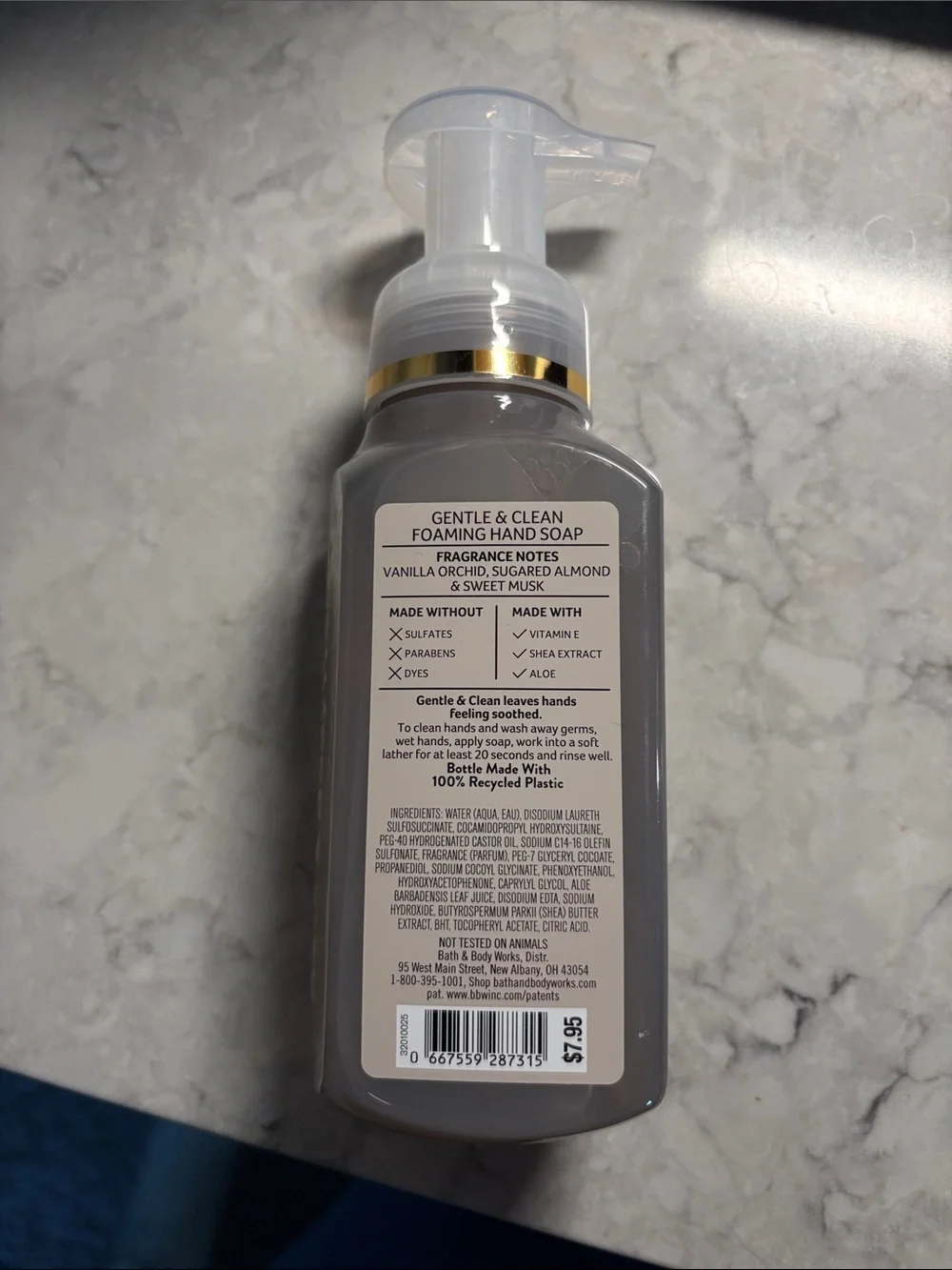 White Barn Cozy Vanilla Almond Foaming Hand Soap — Cream & Gold Accents